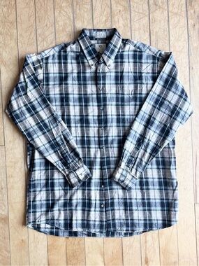 Vivella Vintage Plaid Cotton Wool Blend Flannel Button-Down Shirt Size XL Tall